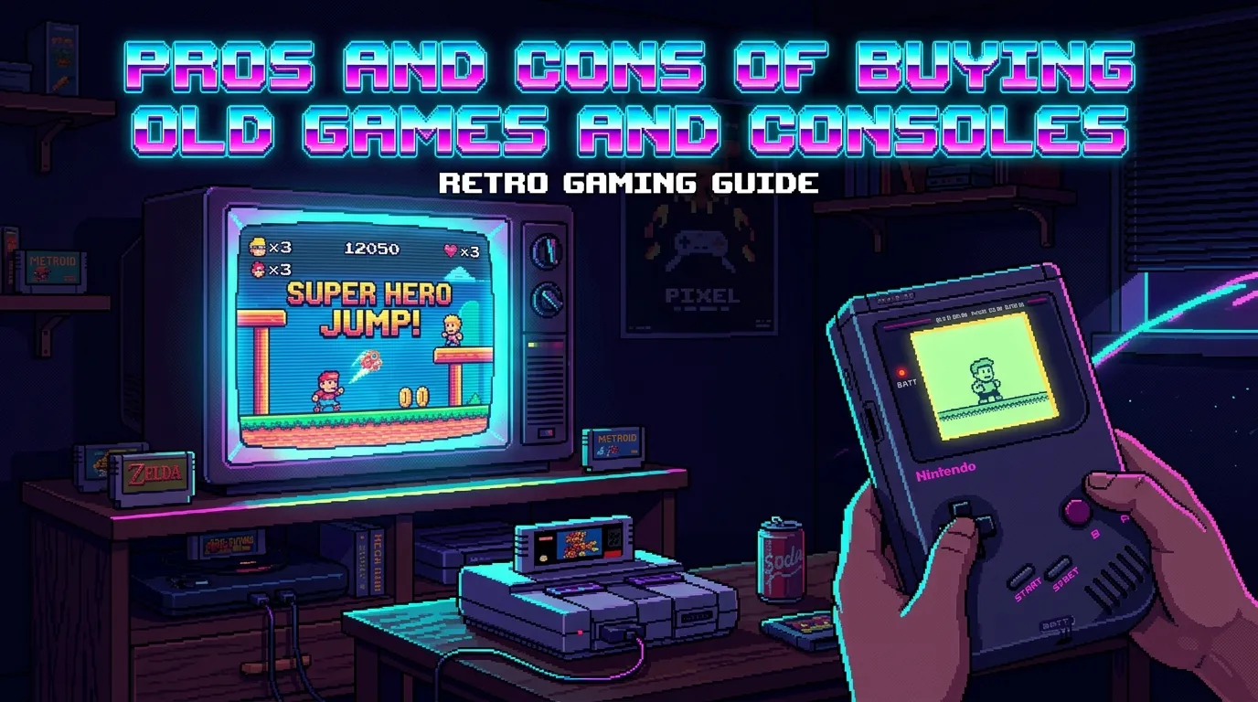 A pixel art photo of a gameboy being held and played. At the background are the SNES console and soda placed in a table. This is a dark living room where the only light is from the TV 