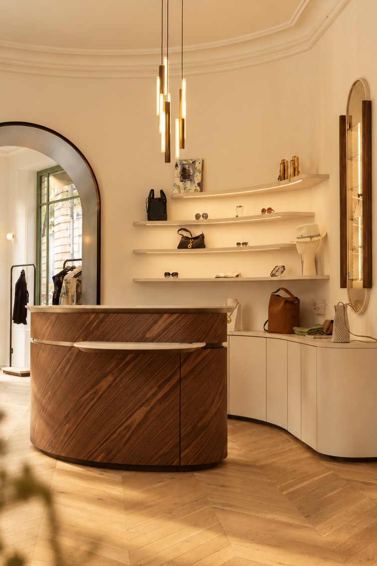 Comptoir galbé en bois nervuré, Maison Espaces