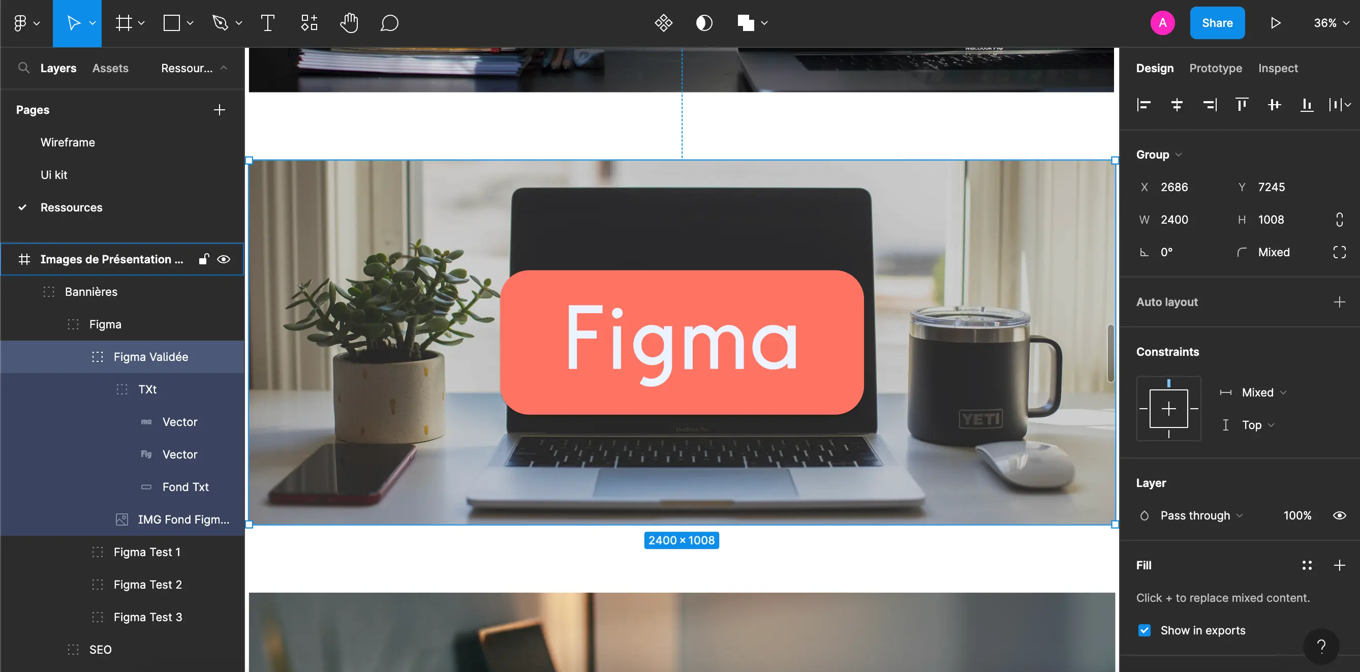 Figma's interface with a picture above which figures a "Figma" title with a red background.