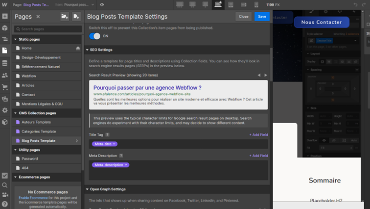 SEO Settings in Weblfow's CMS Settings