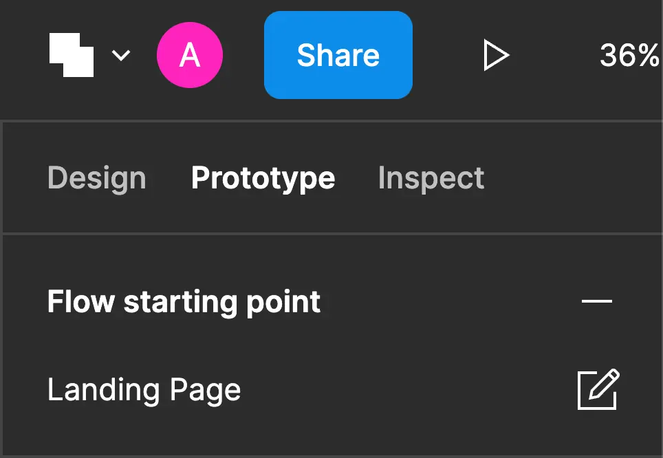 Prototype and Presentation buttons in Figma