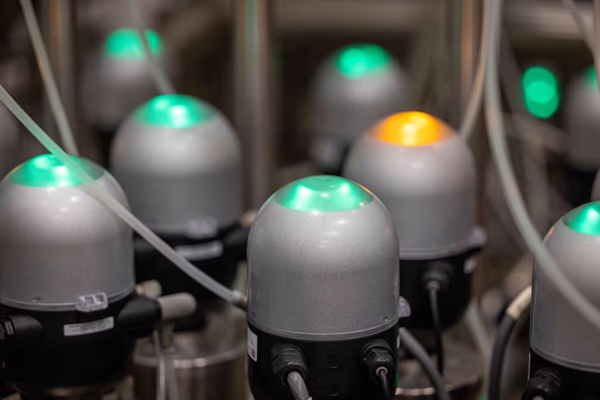 Automated valves on facility equipment.