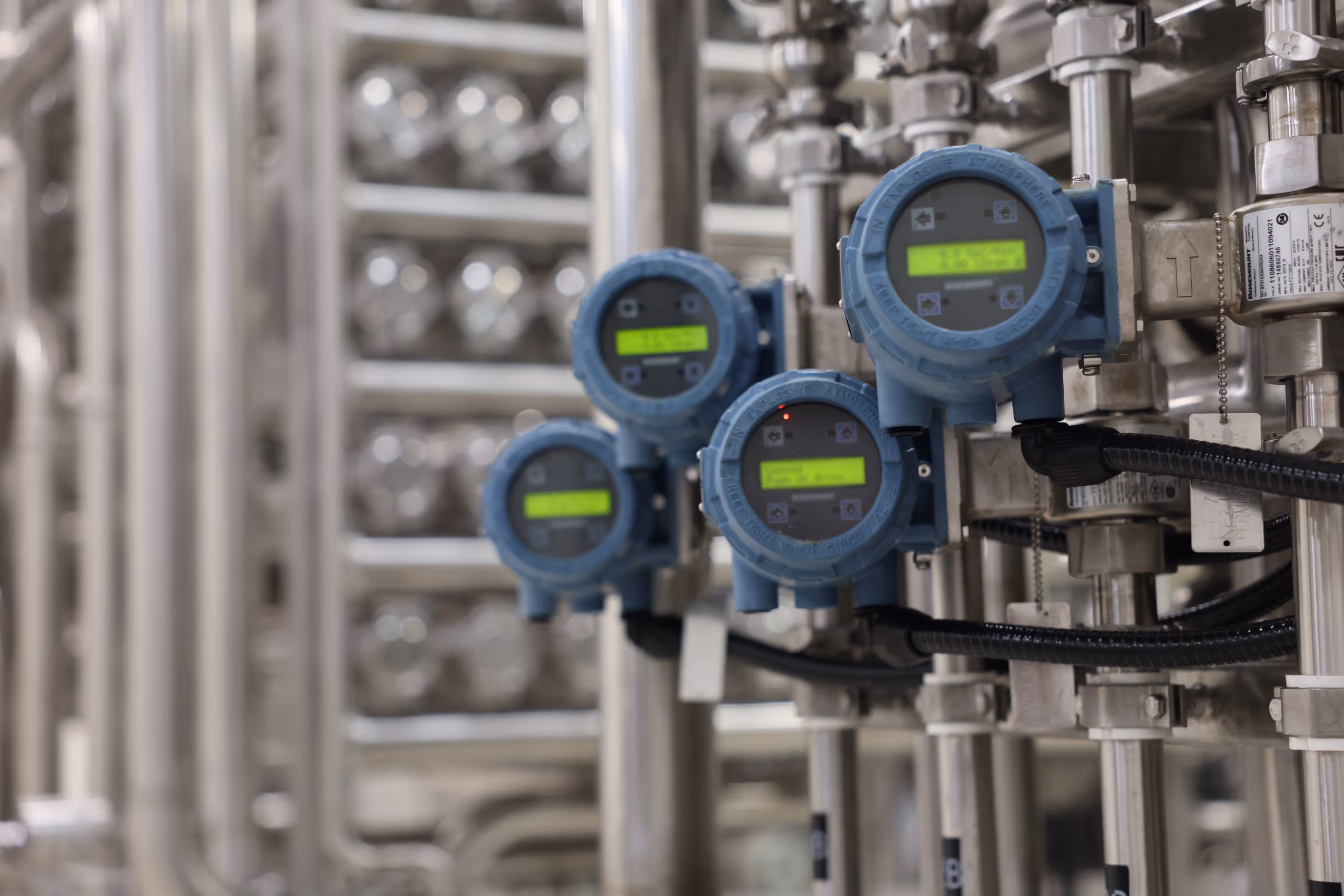 Valves on a piece of equipment in the plant