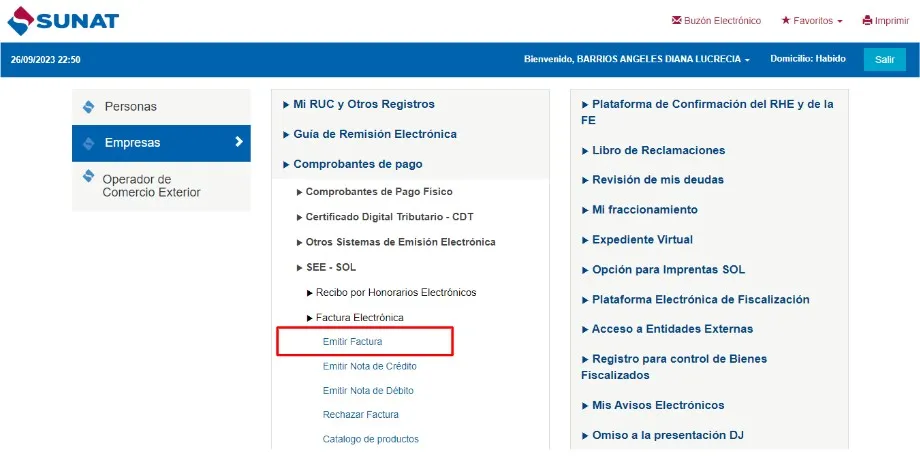 Emitir Factura Electrónica See Sol