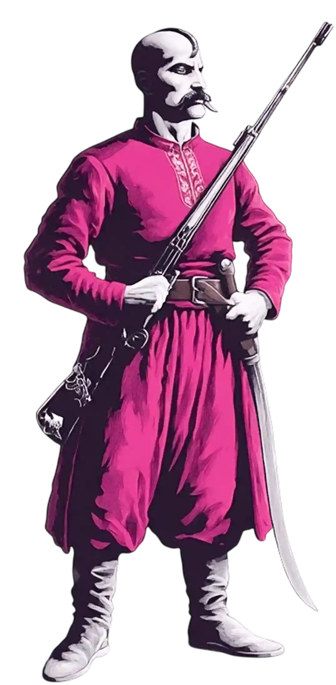 Козак у козацькому вбранні з рушницею