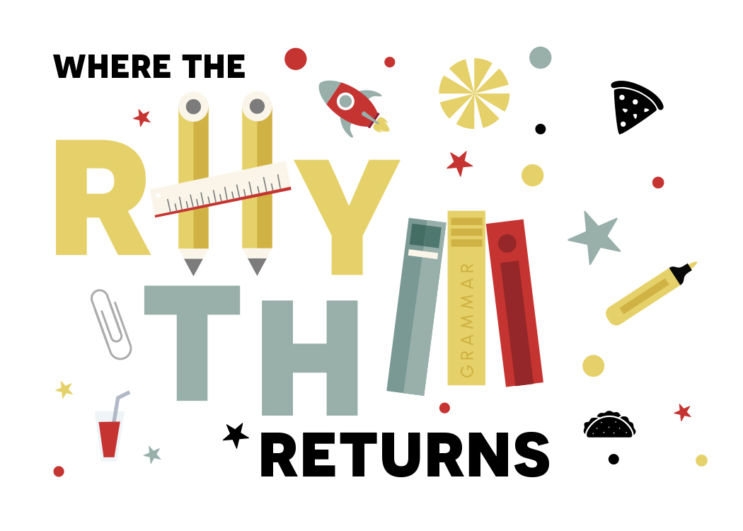 Graphic with words where the rhythm returns