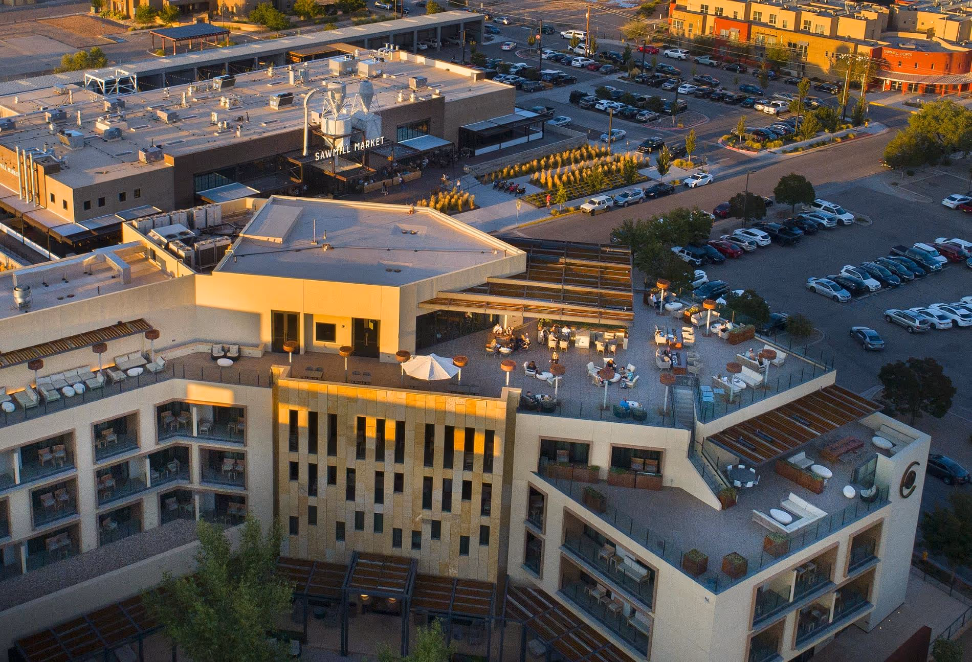 Aerial shot of the Sawmill district