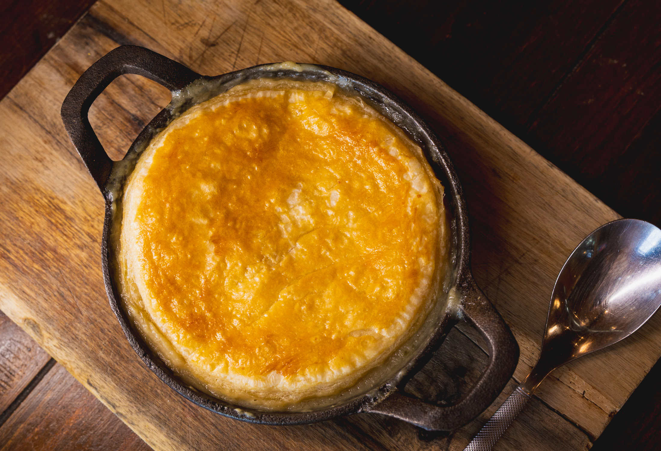 Pot pie in cast iron dish
