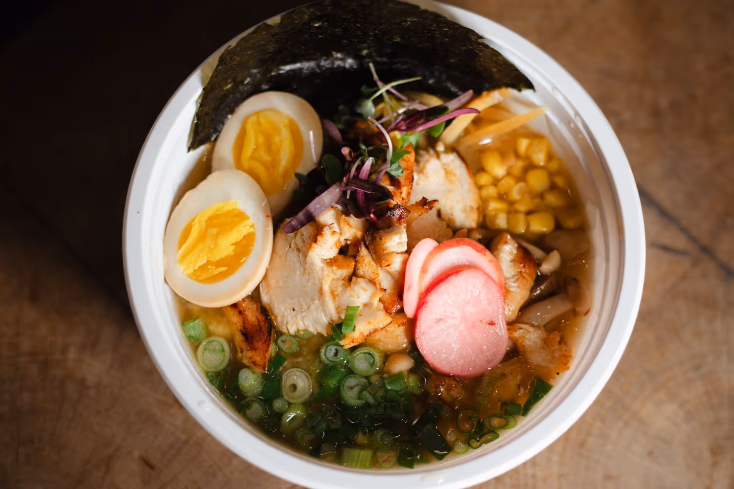 Bowl of ramen with various vegetables