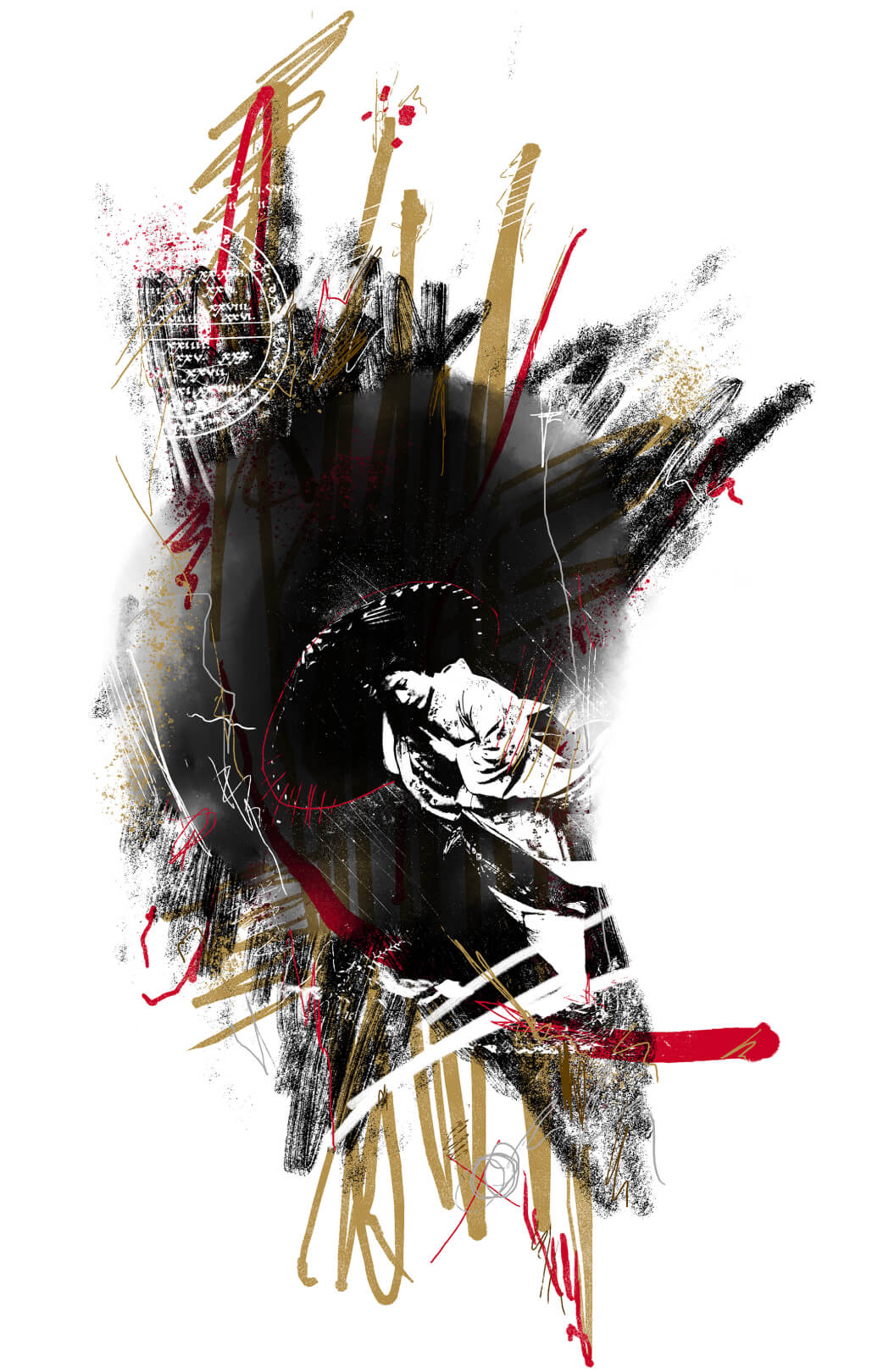 Rough digital painting of a woman enduring