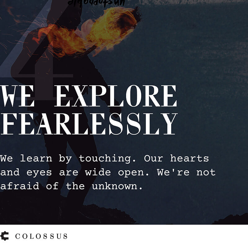 Instagram post: Brand value 4, We explore fearlessly