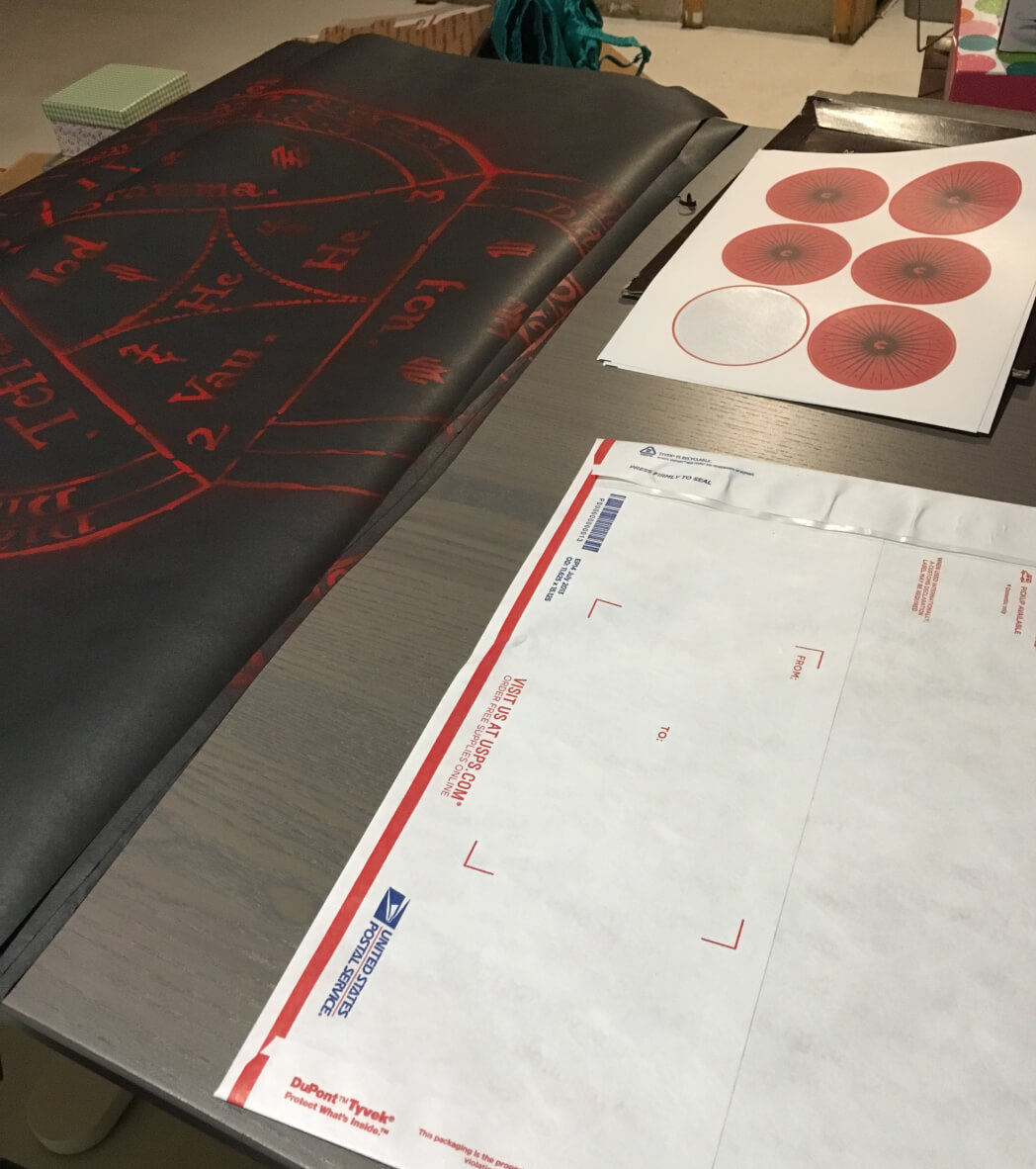 Finished wrapping paper and stickers