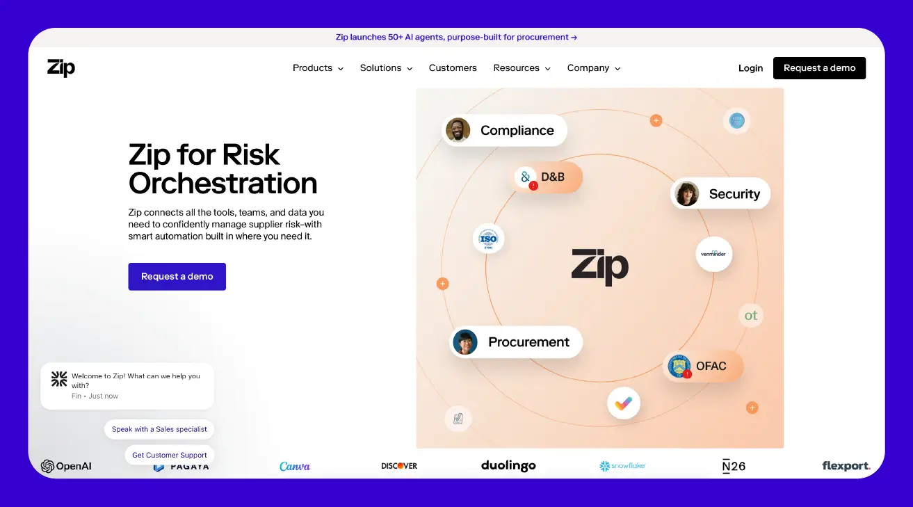 Screenshot of Zip website