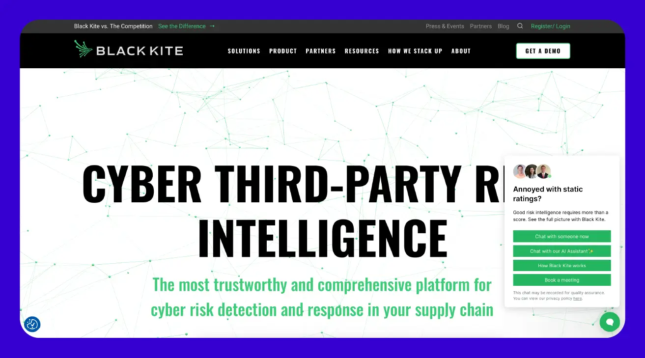 Screenshot of Black Kite website