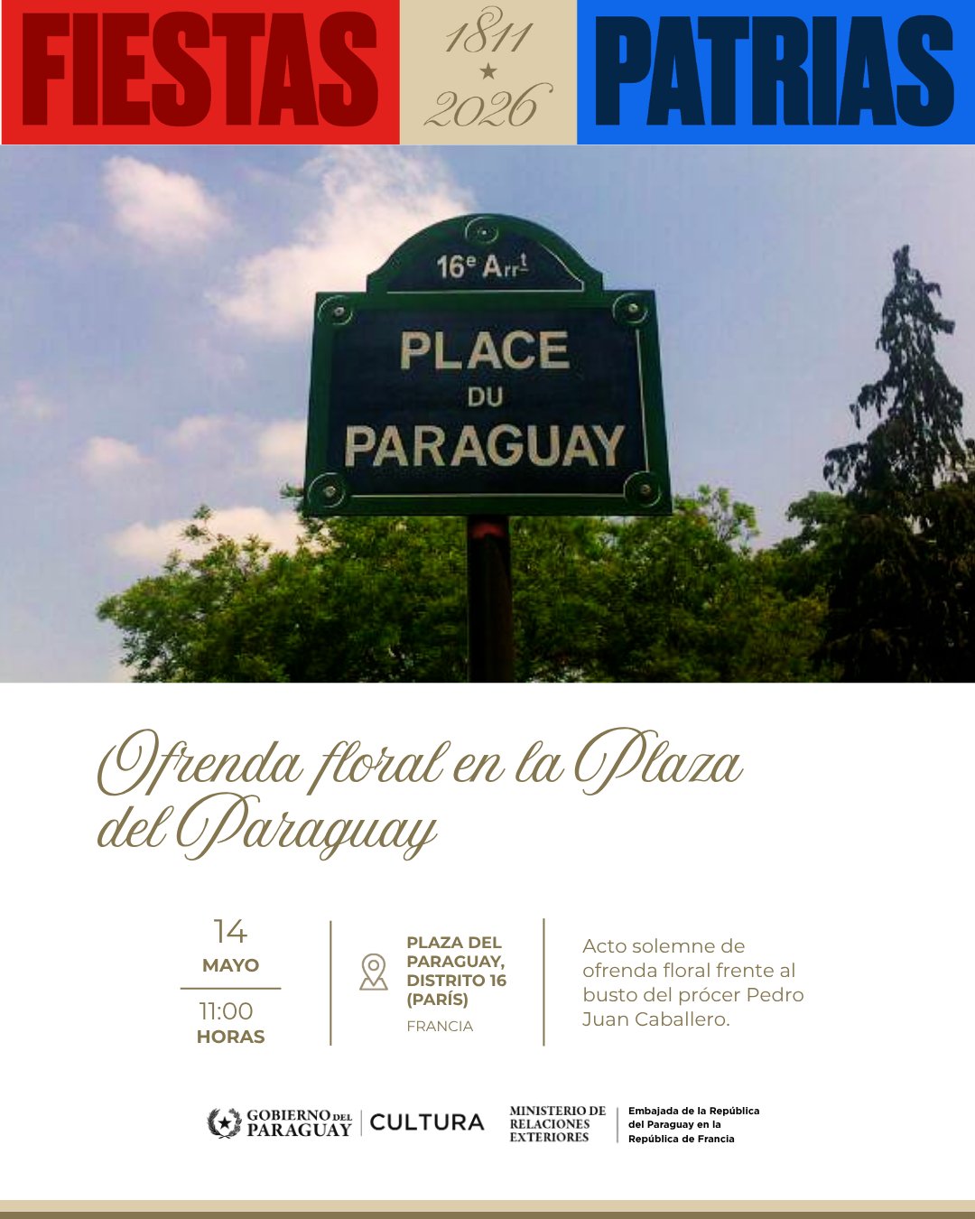 Ofrenda floral en la Plaza del Paraguay
