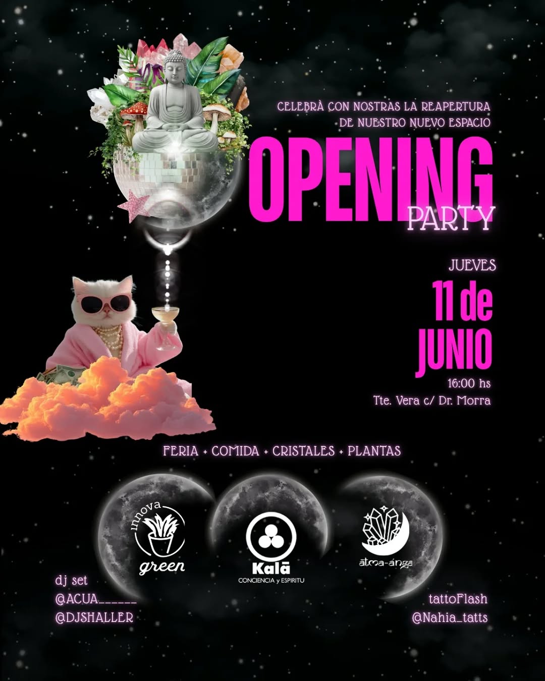 CELEBRD CON NOSTRAS LA REAPERTURA DE NUESTPO NUEVO ESPACIO OPEIIING PARTY