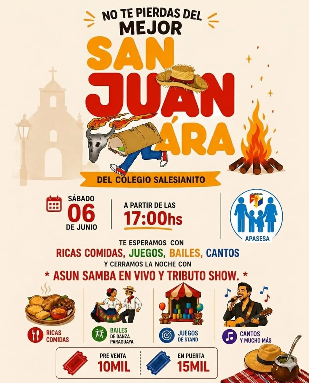 NO TE PIERDAS DEL MEJOR SAN JUaN ARA DEL COLEGIO SALESIANITO SÁBADO 06 A PARTIR 