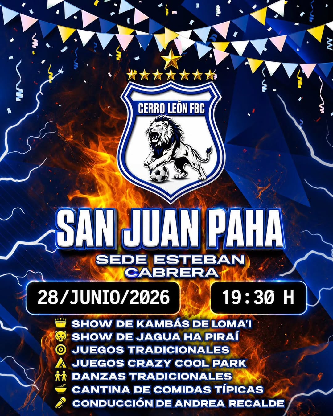 SAN JUAN PAHA SEDE ESTEBAN CABRERA 28 JUNIO 2026 19:30 H ShOW DE KAMBÁS DE LOMAI
