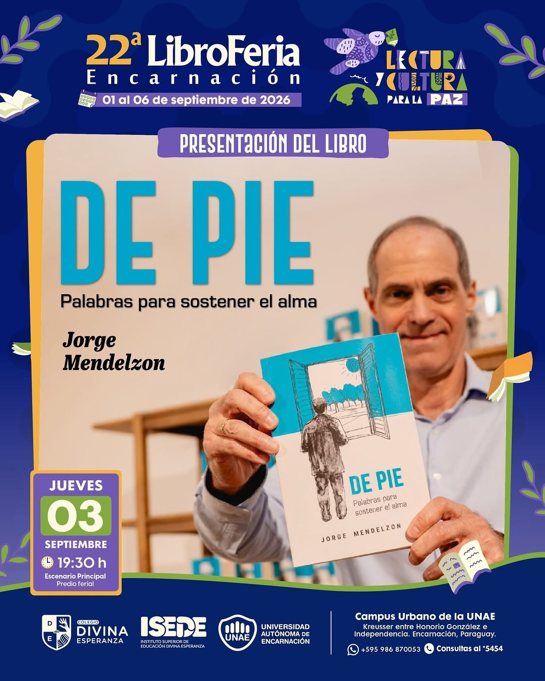 Presentación del libro "De pie: Palabras para sostener el alma" de Jorge Mendelzon