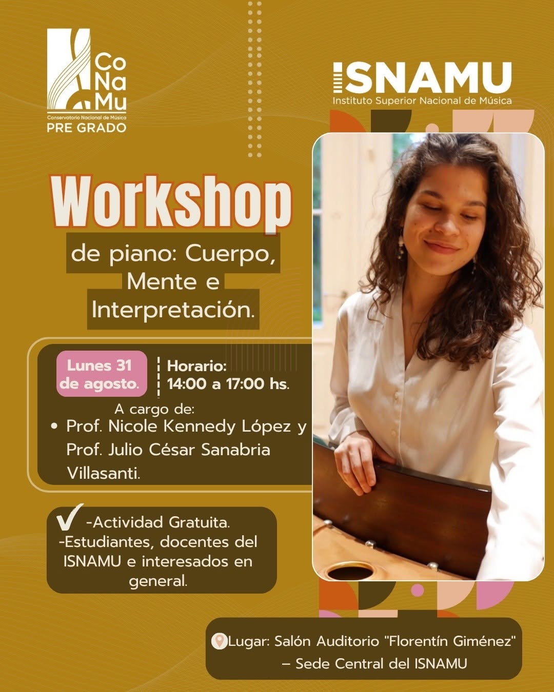 Workshop "De piano: Cuerpo, Mente e Interpretación"