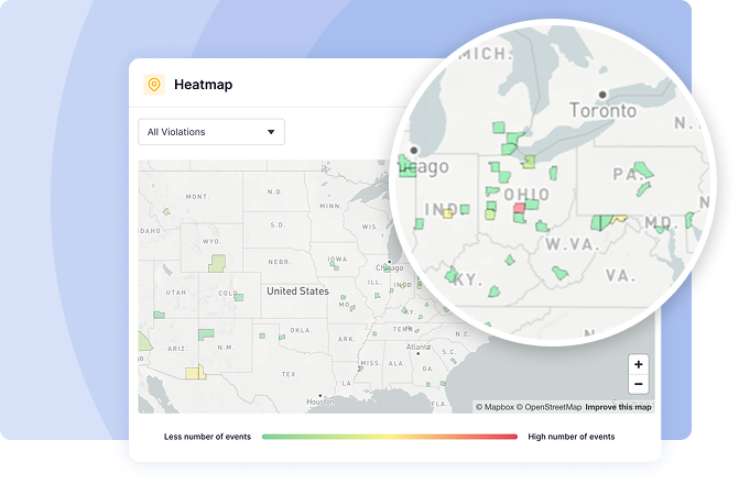 Safety violations heatmap by county