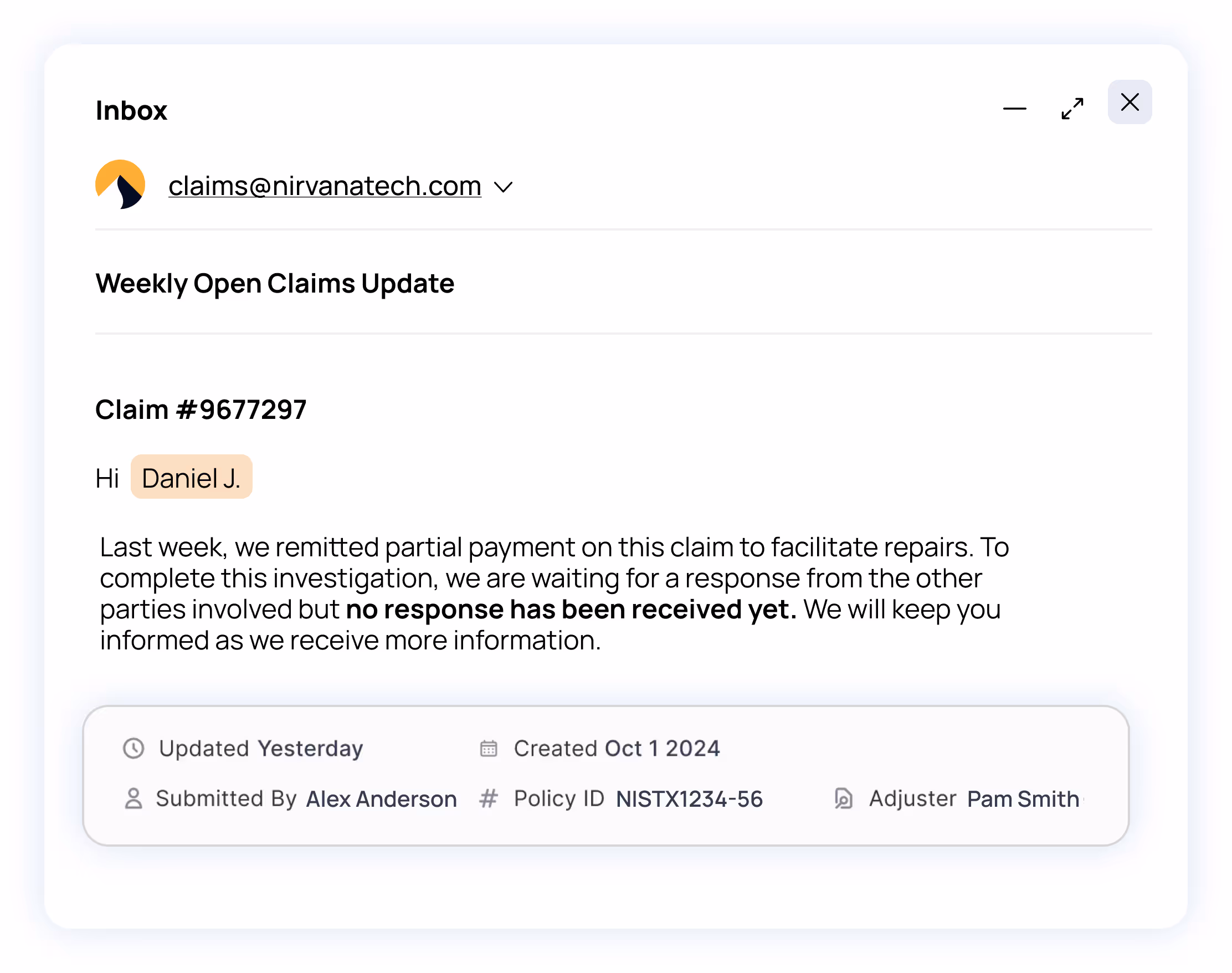 Claims dashboard overview