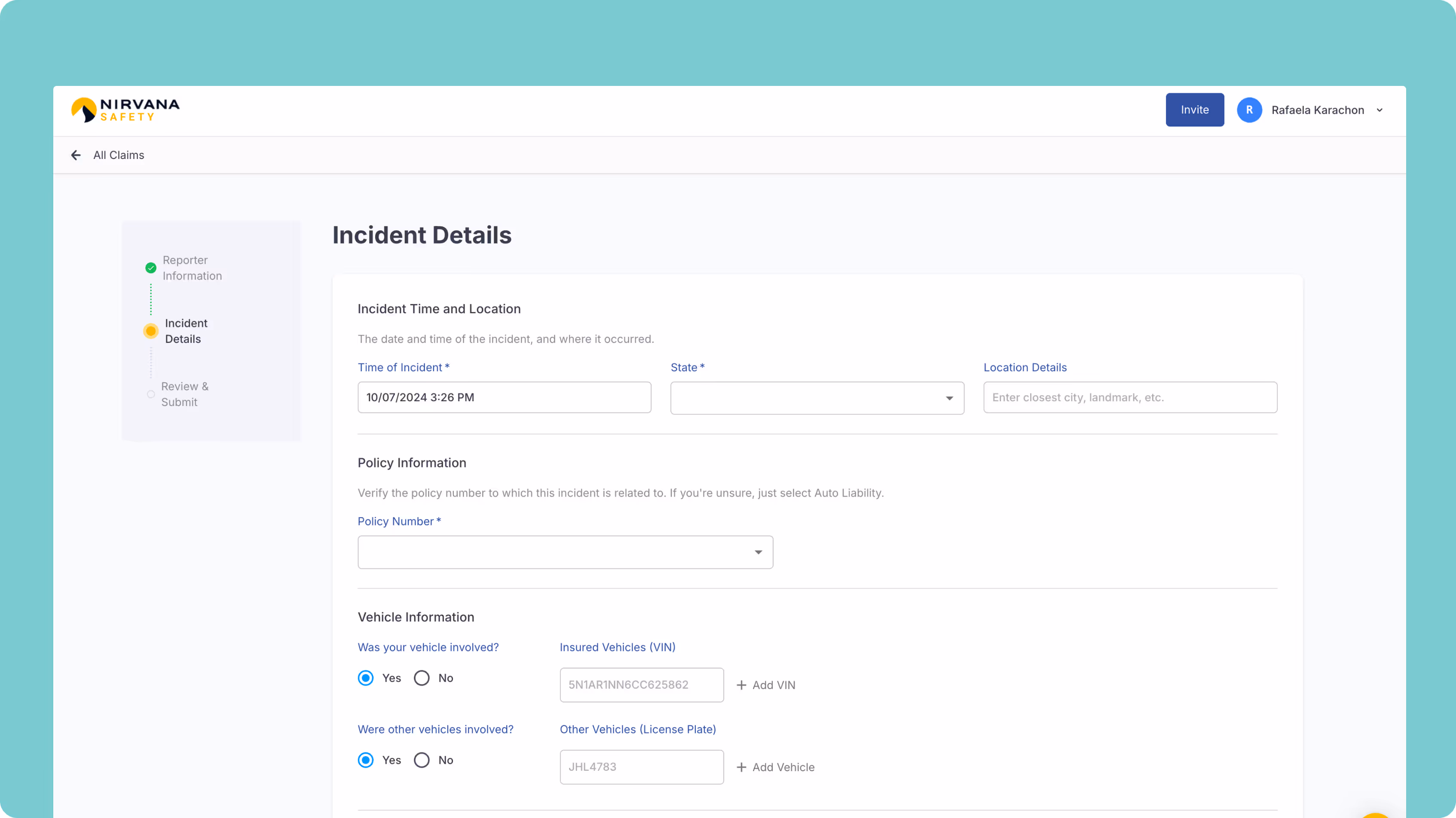 Claims reporting in the Safety Intelligence App