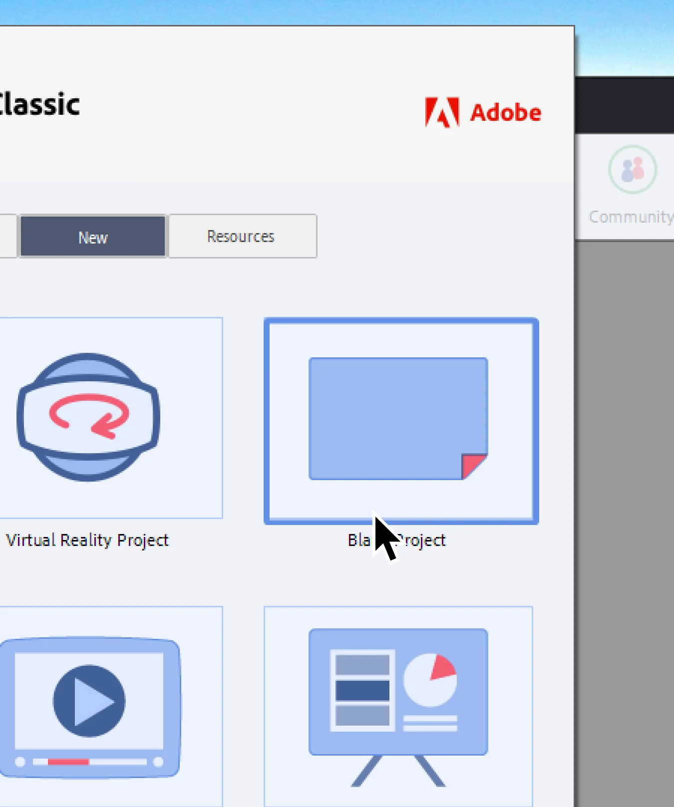 Open Adobe Captivate Classic and create/select project