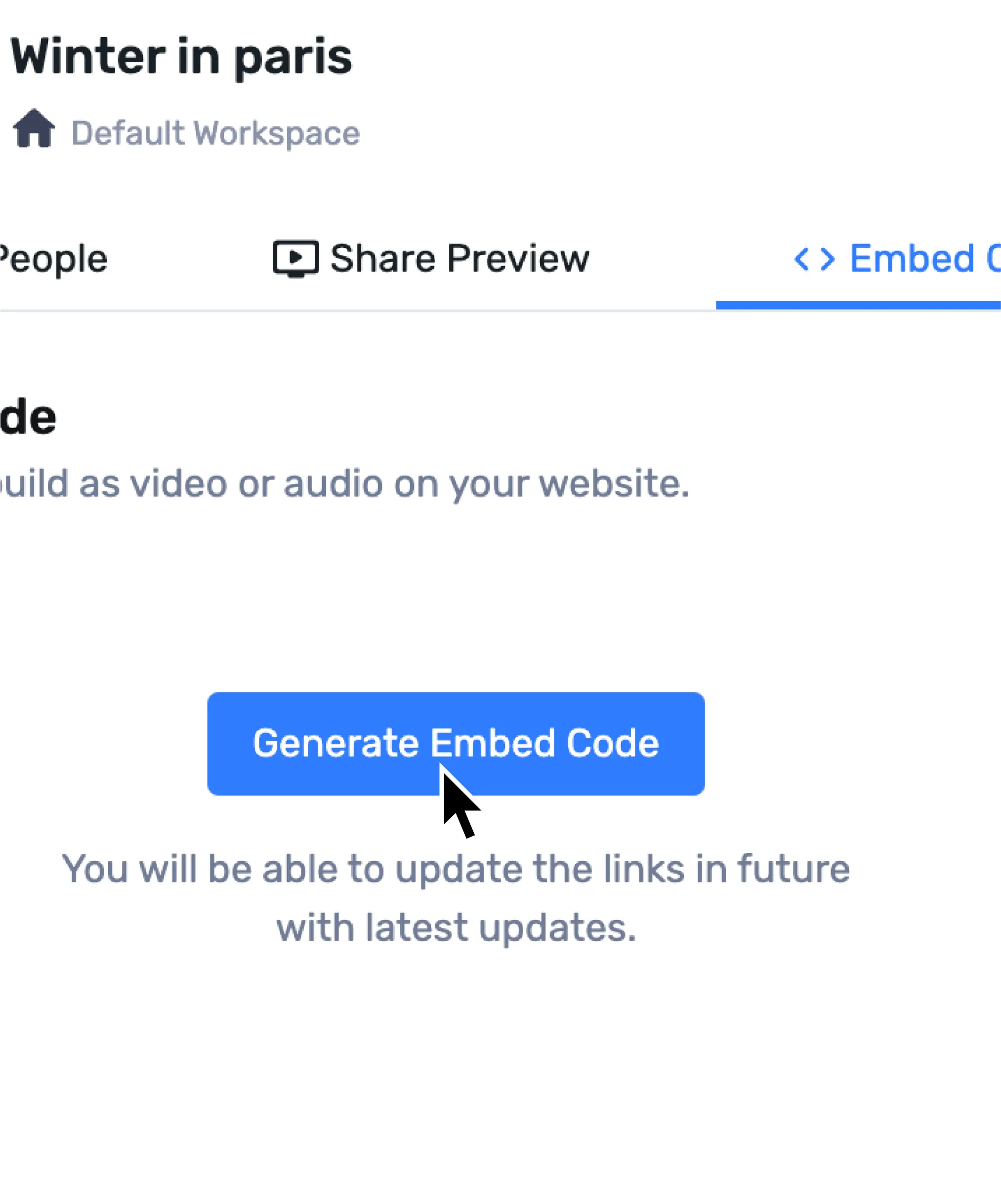 Click on ‘Generate Embed Code’. This will take a few seconds