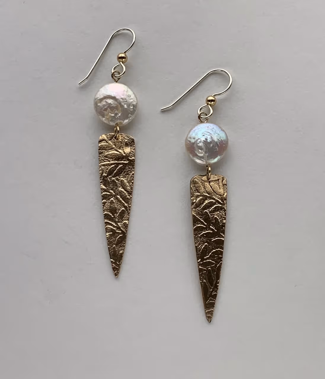 Bronze Earrings with Pearl by Lyle Rayfield