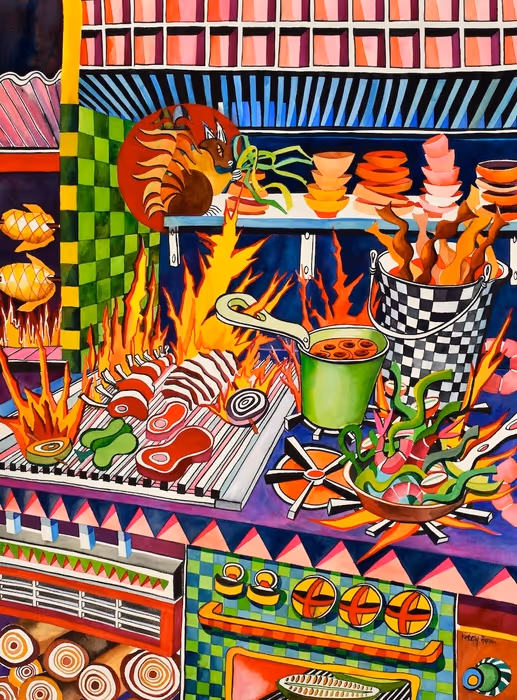 Squirrel in the Kitchen by Kimberly Harris(Award of Merit)