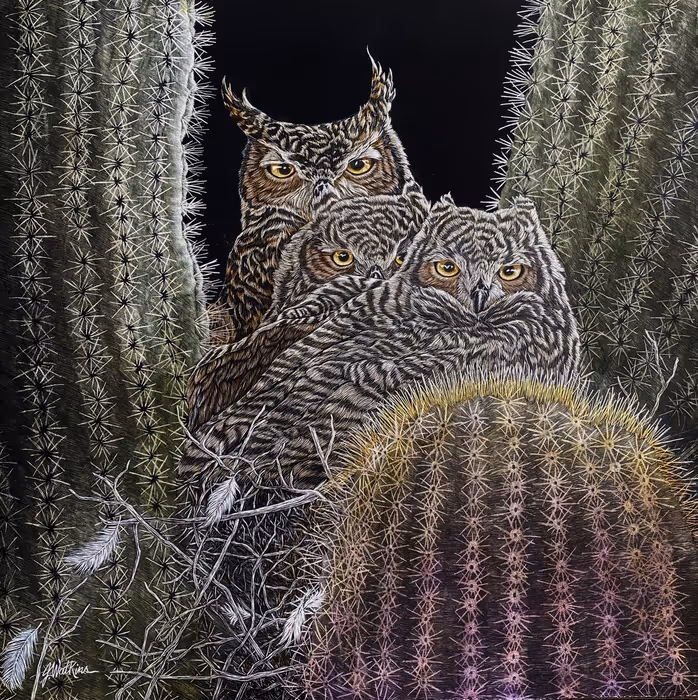 Safe Haven, Owl Family by Joe Watkins(Best in Show)