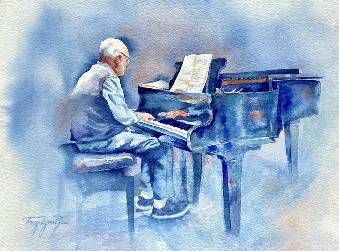 Playing the Blues by Tracy Lynn Ross (Watercolor)
