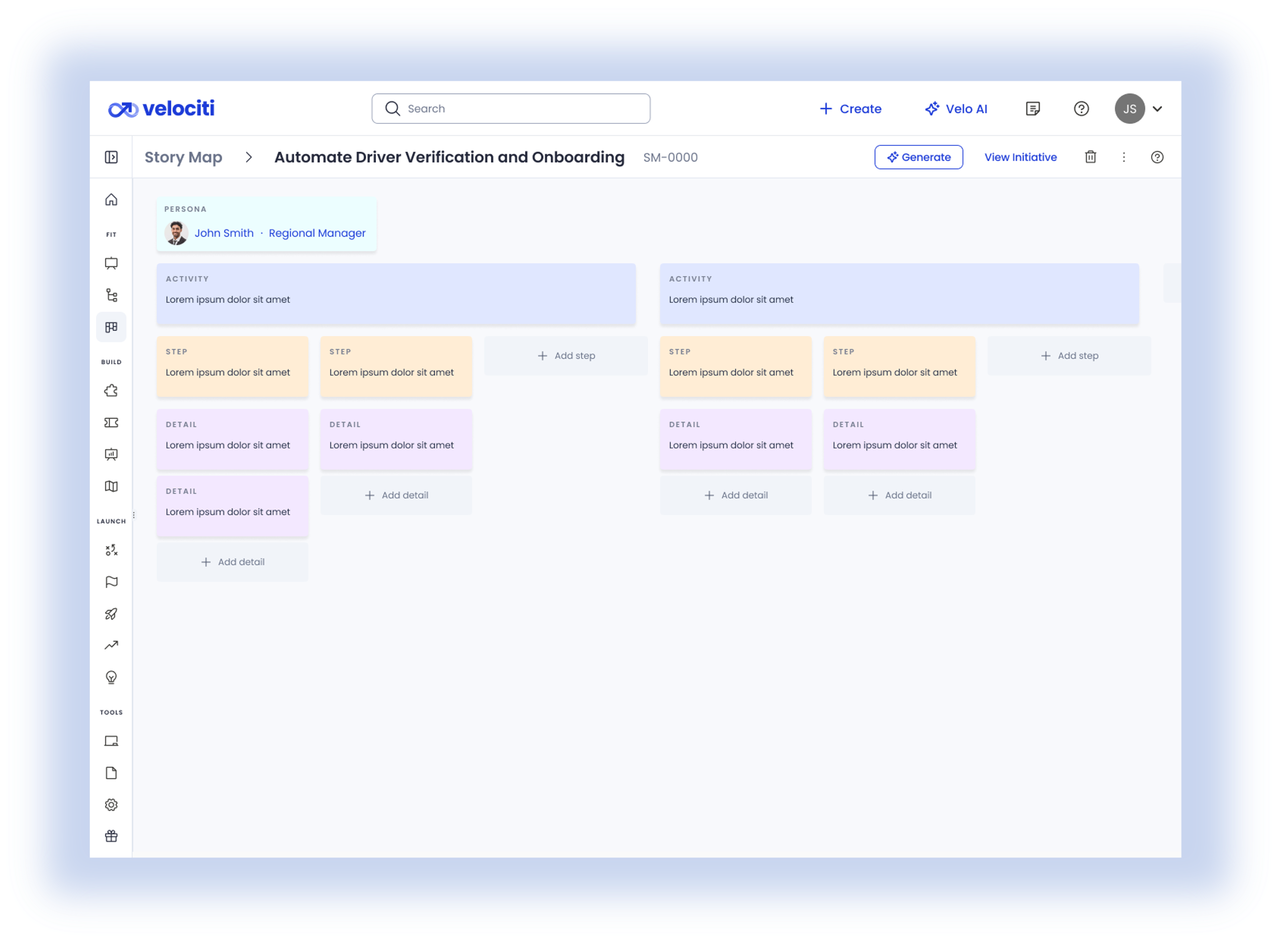 Velociti PM Story Map Screenshot