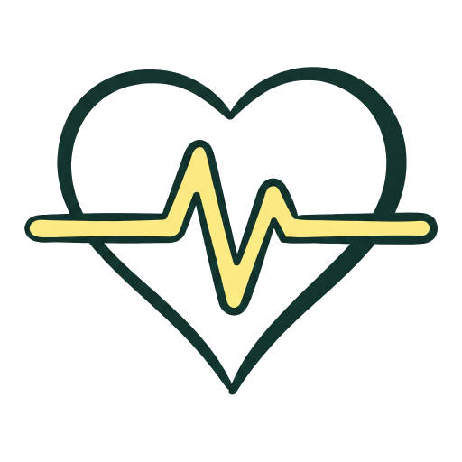 Cœur traversé d’un tracé cardiaque jaune
