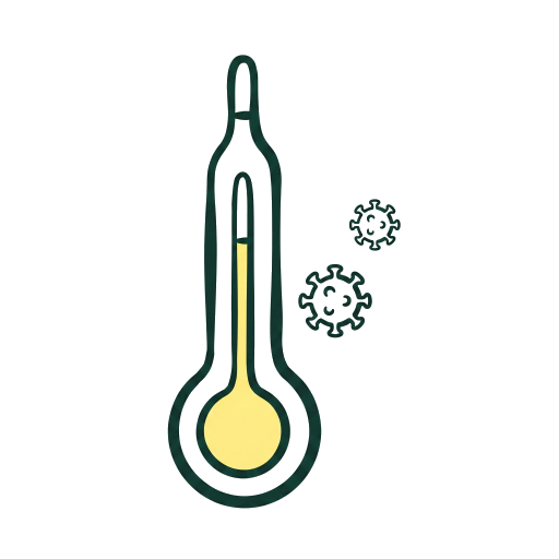 Thermomètre et particules virales