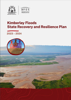 The cover of the Kimberley Floods State Recovery and Resilience Plan which shows a flooded landscape