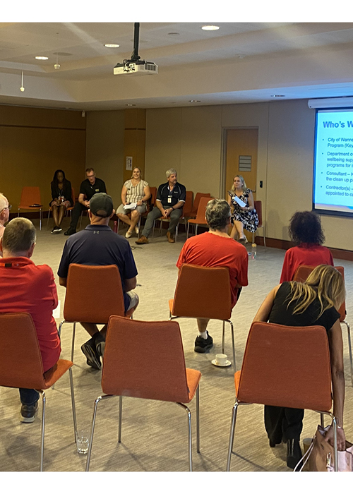 A gathering of community members at a post-event meeting hosted by the City of Wanneroo