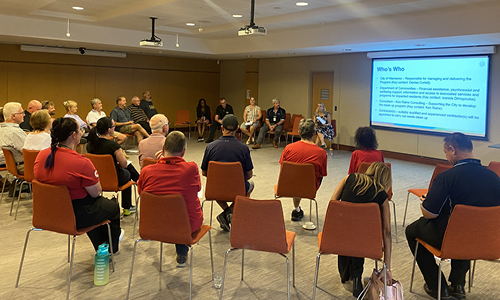 A gathering of community members at a post-event meeting hosted by the City of Wanneroo