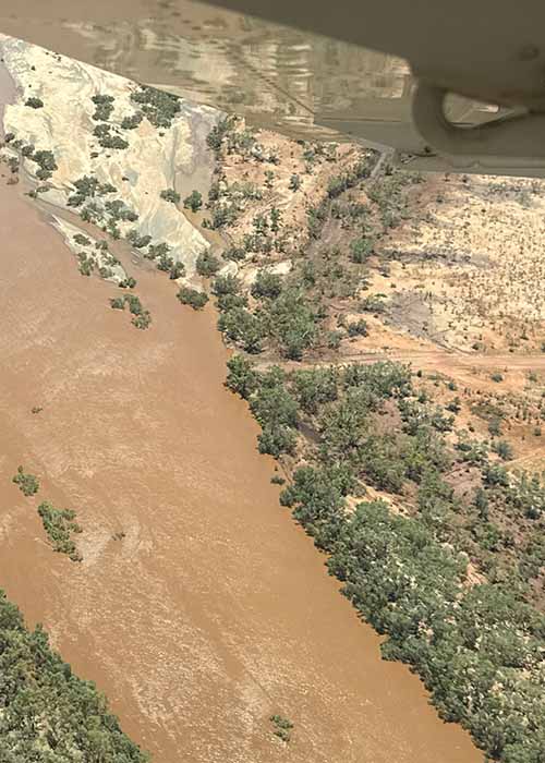 An aerial shot of the flooding experienced after Cyclone Zelia