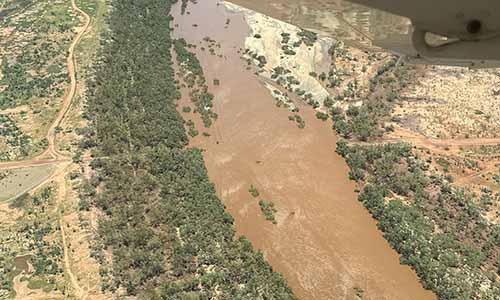 An aerial shot of the flooding experienced after Cyclone Zelia