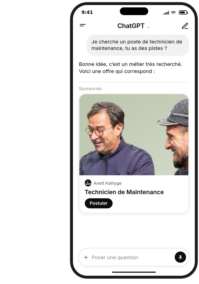 Annonce sponsorisée Anett Kalhyge dans ChatGPT