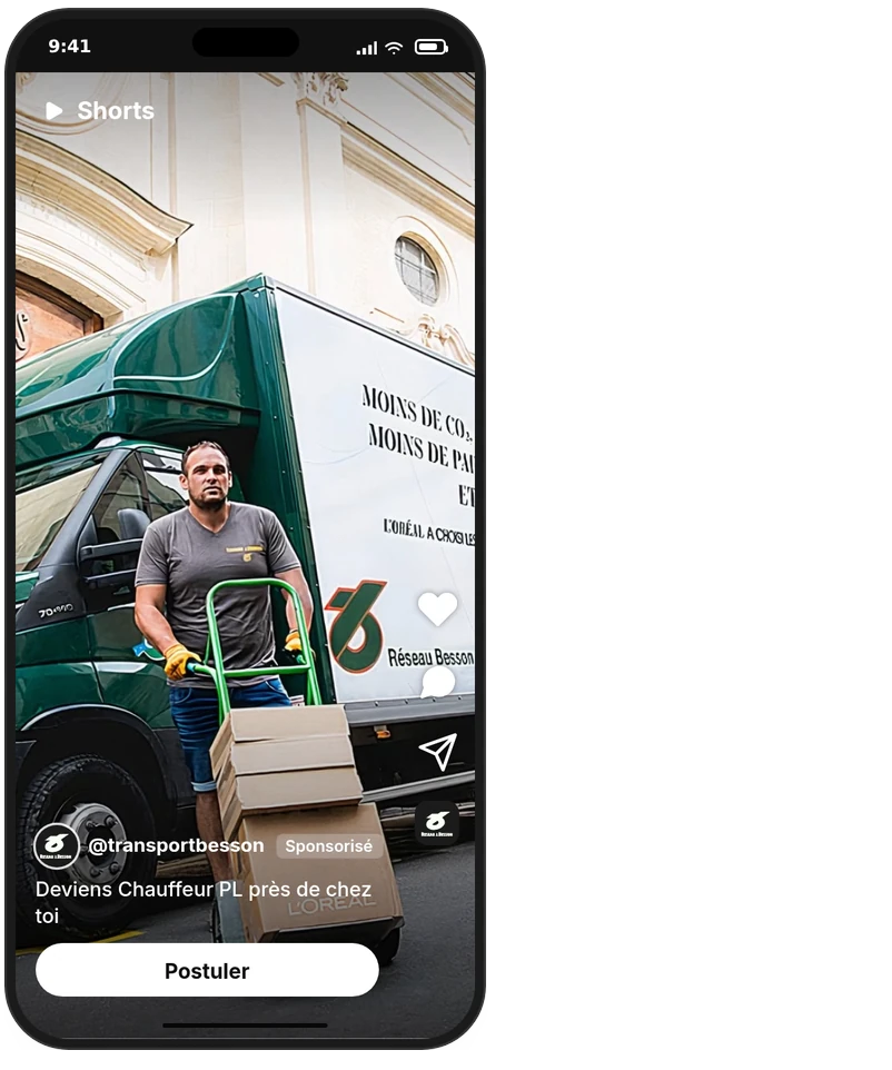 Annonce YouTube Shorts Transport Besson