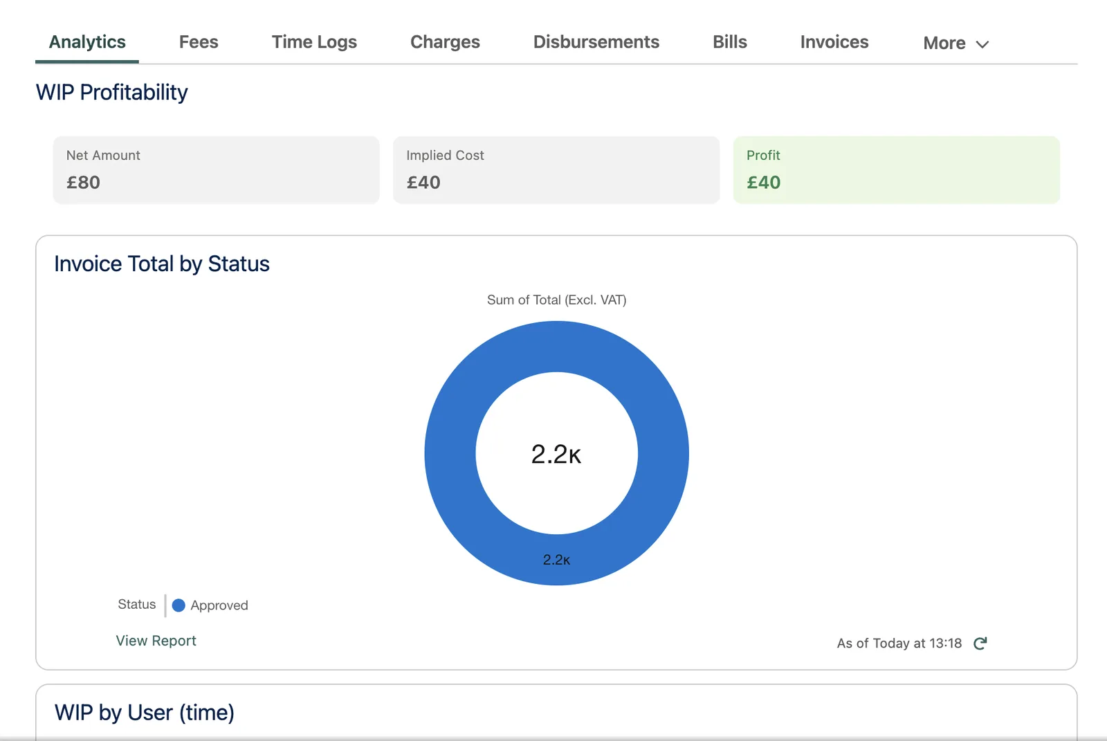 Matterbee billing and WIP screen