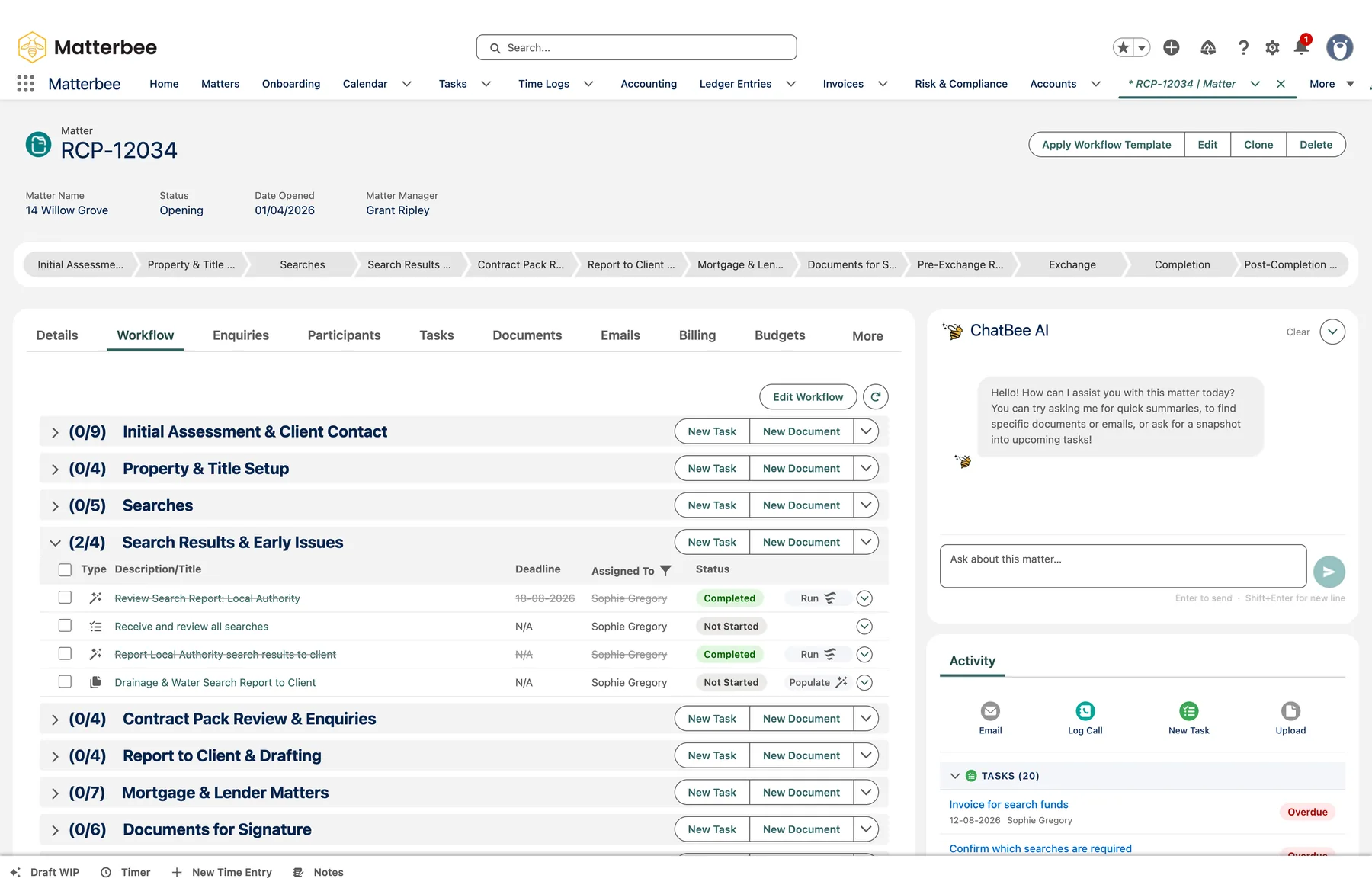 Matterbee workflow configured to your processes