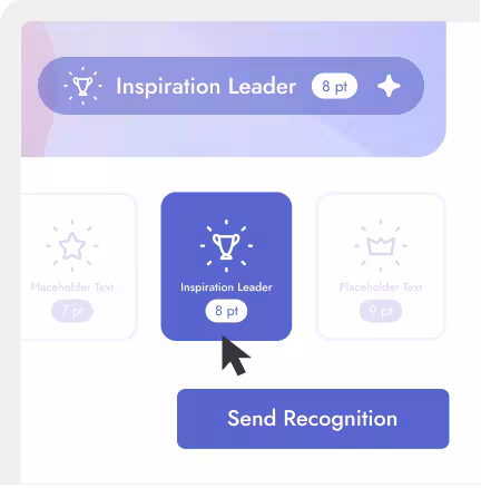 Choosing a badge to send peer-to-peer recognition to a coworker.
