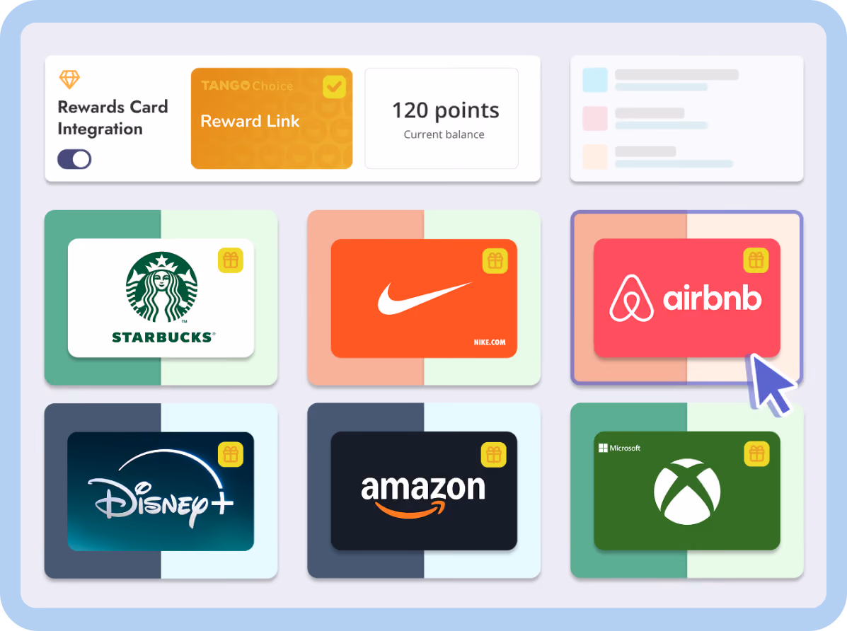Gift card rewards available through Teamflect's rewards and recognition software