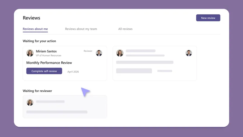 Teamflect performance review screen in Microsoft Teams