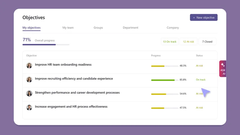 Teamflect AI goal assistant drafting objectives