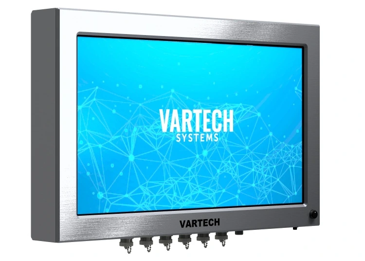 VarTech Systems' ToughStation 24" fully sealed industrial computer in a grained stainless-steel finish